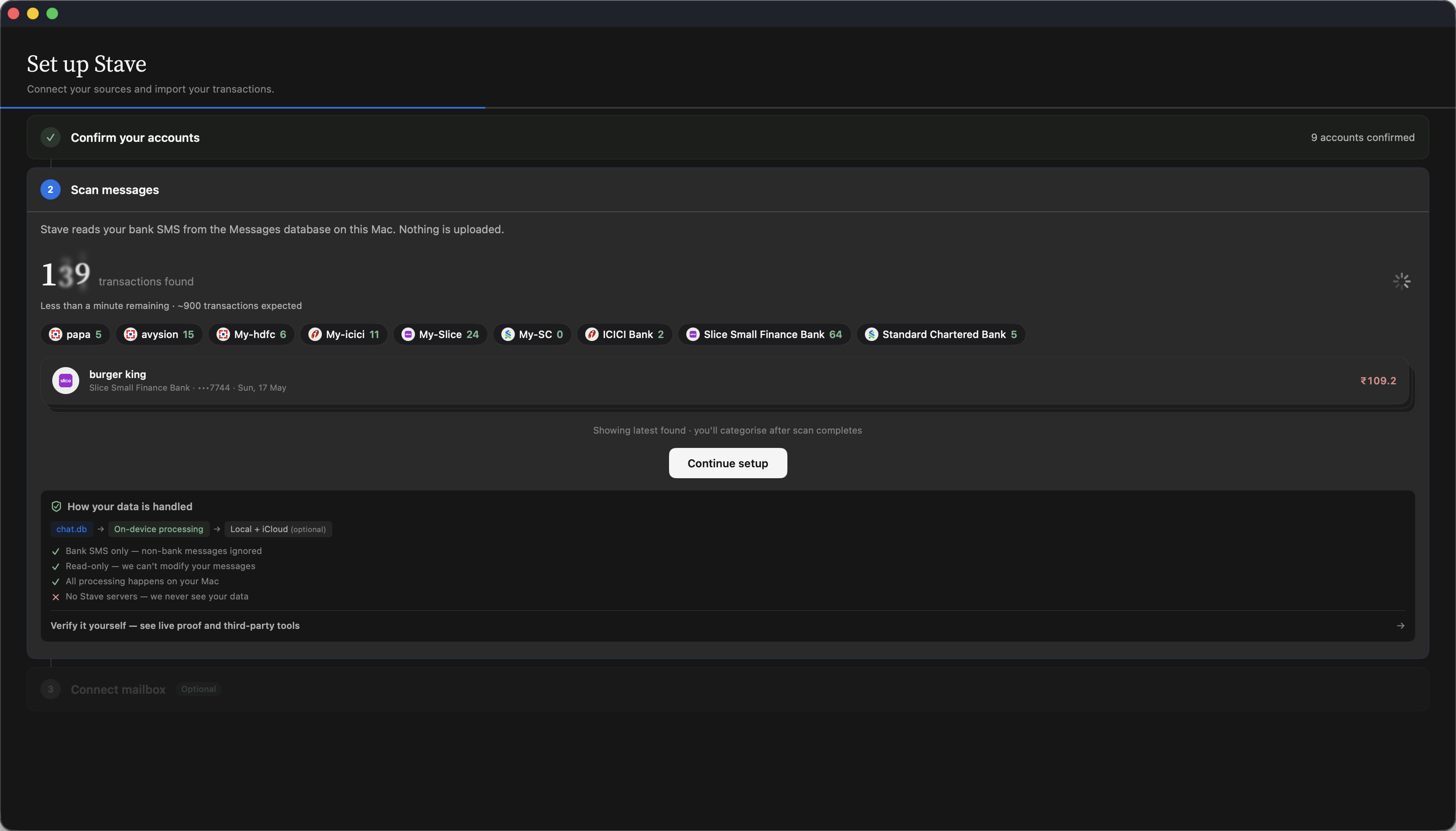 Stave Local-first Ingestion Dark Mode